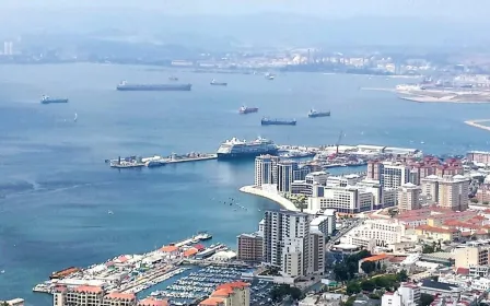 cruise ship docked at the port of Gibraltar, UK