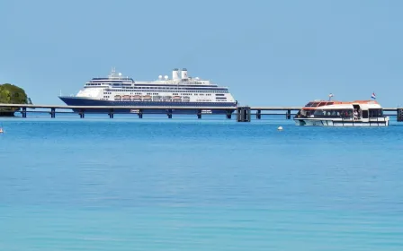 Cruise ship docked at the port of Isle of Pines, New Caledonia