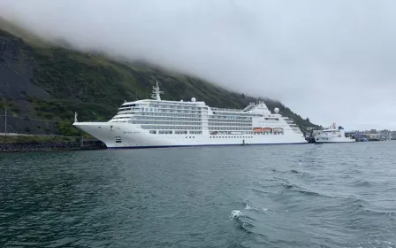 Cruise ship docked at the port of Kodiak, Alaska