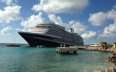 Cruise ship docked at the port of Kralendijk, Bonaire