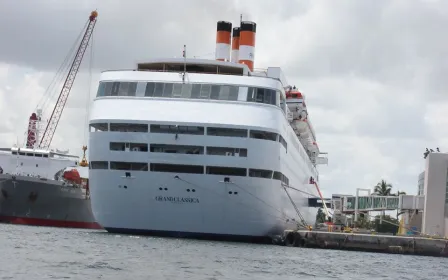 Cruise ship docked at the port of Palm Beach, Florida