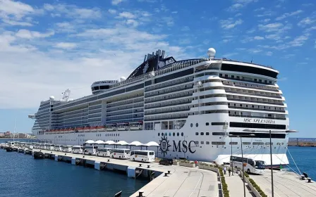 MSC Cruises Splendida cruise ship sailing to homeport