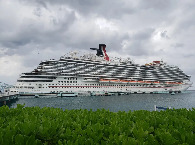 Cruise ship docked at the port of Ocho Rios, Jamaica