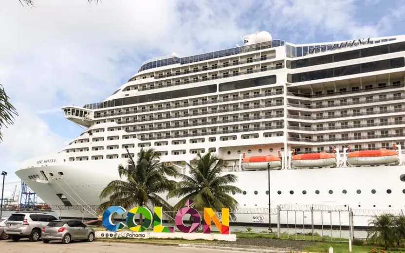 Cruise ship docked at the port of Colon, Panama