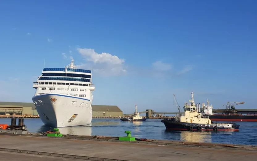 Cruise ship docked at the port of Geraldton, Australia