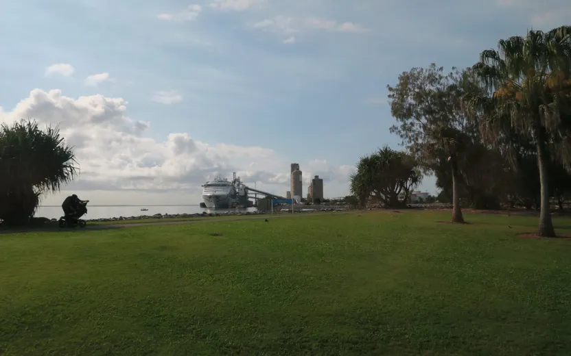 Cruise ship docked at the port of Gladstone, Australia