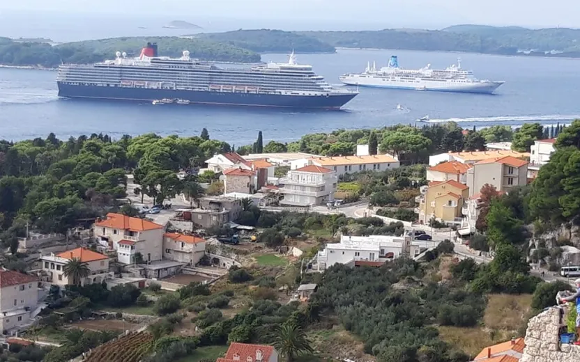 Carnival cruise ship docked at the port of Hvar, Croatia