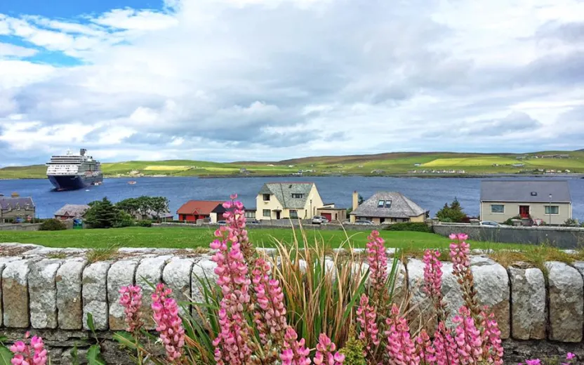 cruise ship docked at the port of Lerwick, Shetland Isles