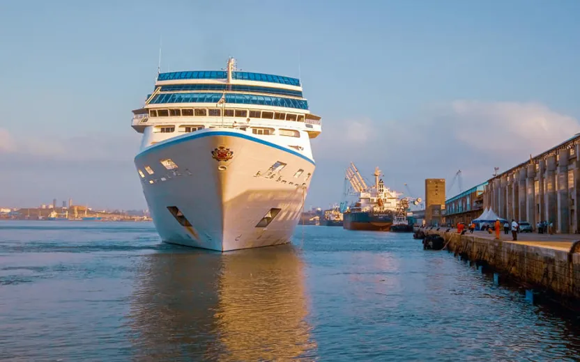 Cruise ship docked at the port of Mombasa, Kenya