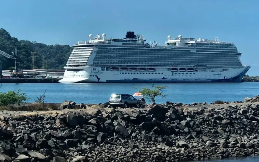 NCL cruise ship docked at the port of Puerto Caldera, Costa Rica