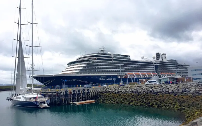 Cruise ship docked at the port of Reykjavik, Iceland