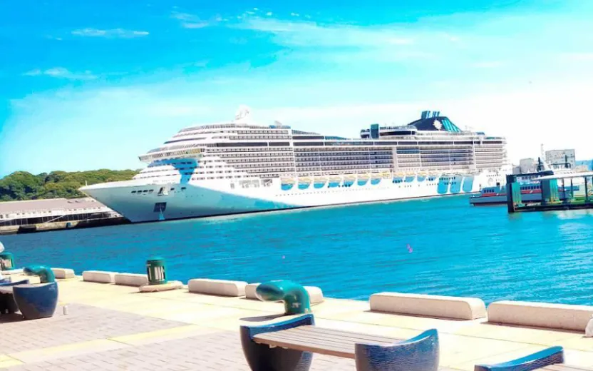 Cruise ship docked at the port of Sasebo, Japan