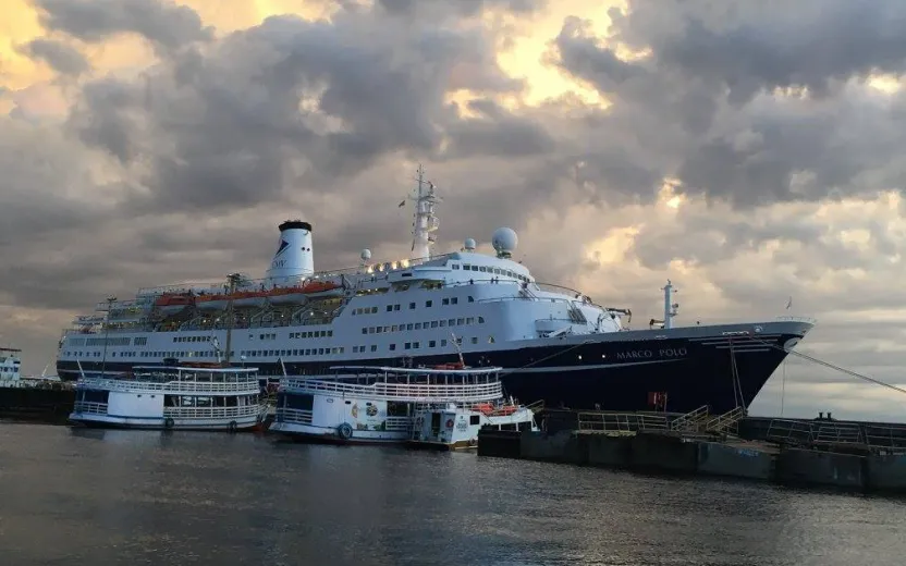 Cruise ship docked in Manaus, Brazil