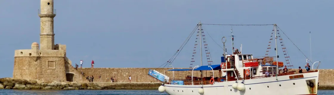 Cruise ship docked at the port of Chania, Crete