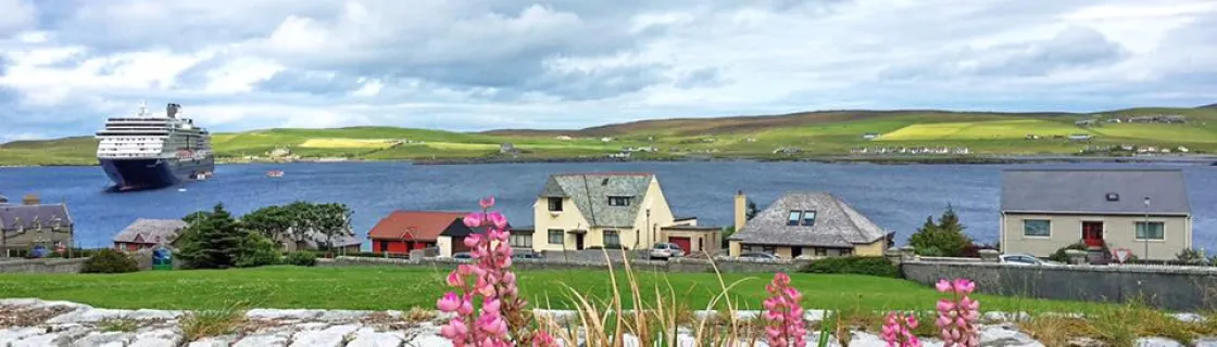 cruise ship docked at the port of Lerwick, Shetland Isles