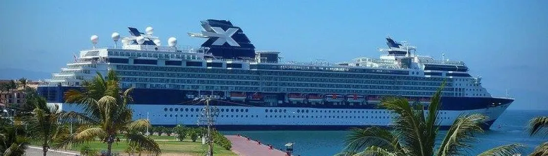 Cruise ship docked at the port of Puerto Vallarta, Mexico